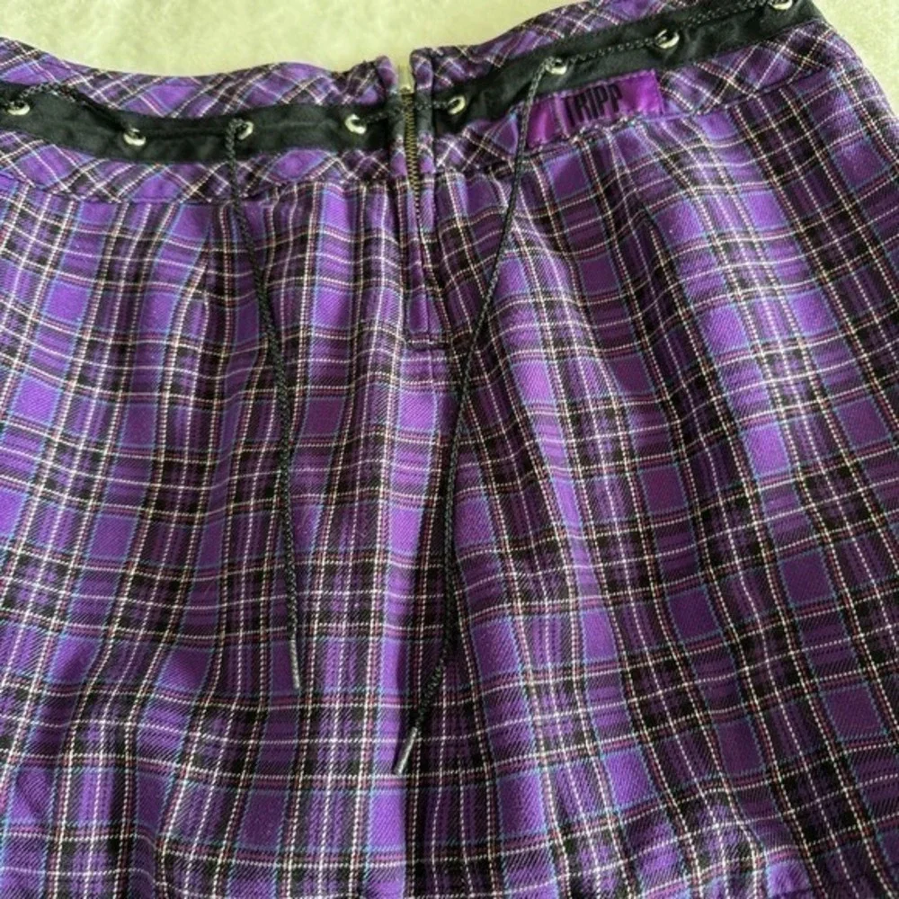 Tripp NYC Skirt Womens XS Purple‎ Plaid Mini Vtg Y2K Goth Grunge Punk Pleated